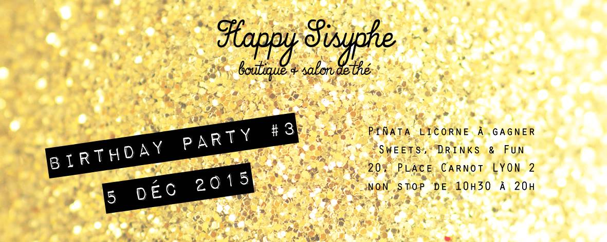 Sortez les paillettes et les sequins, Samedi 5 Décembre on fête les 3 ans de la boutique ! 3 ans que nous nous sommes installé au 20 Place Carnot et on compte bien continuer à illuminer un peu la tristoune Perrache. Pour l'occasion à chaque passage en caisse, déposer votre nom dans une petite urne et tenter de gagner la fameuse piñata licorne qui trône en vitrine. Tirage au sort à 18h. Comme a notre habitude, on vous prépare aussi des gourmandises et de quoi trinquer pour nos 3 ans d'existence ! Et il n'est pas improbable qu'on vous prépare des petites surprises supplémentaires pendant la journée.. RDV Samedi 5 Décembre de 10h30 à 19h Au 20 Place Carnot Lyon 2, Metro Perrache.