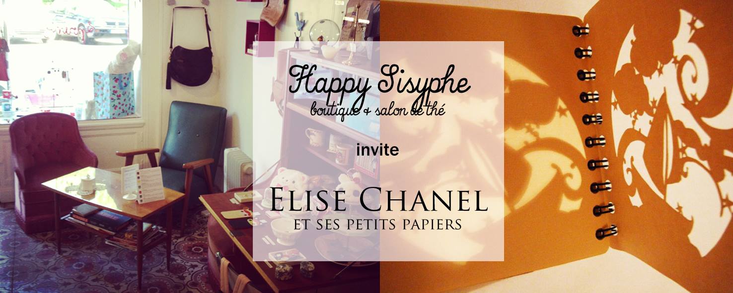 Happy Sisyphe, boutique & salon de thé i n v i t e Elise Chanel, et ses petits papiers -- P R O J E C T I O N S & E X P O S I T I O N « N é b u l e u s e s » Projections d’ombres de papier découpé sur fond musical. 2 projections : 18h30 et 19h30. Exposition de ses découpages en continu du 2 au 8 Novembre. Rendez-vous au 20, Place Carnot à Lyon (Métro Perrache) pour un moment poétique & gourmand. Entrée libre. Pour les plus curieux : http://cargocollective.com/elisechanel www.youtube.com/watch?v=Gao4uP36Qk0&feature=youtu.be Alors vous venez rêver avec nous samedi prochain ?
