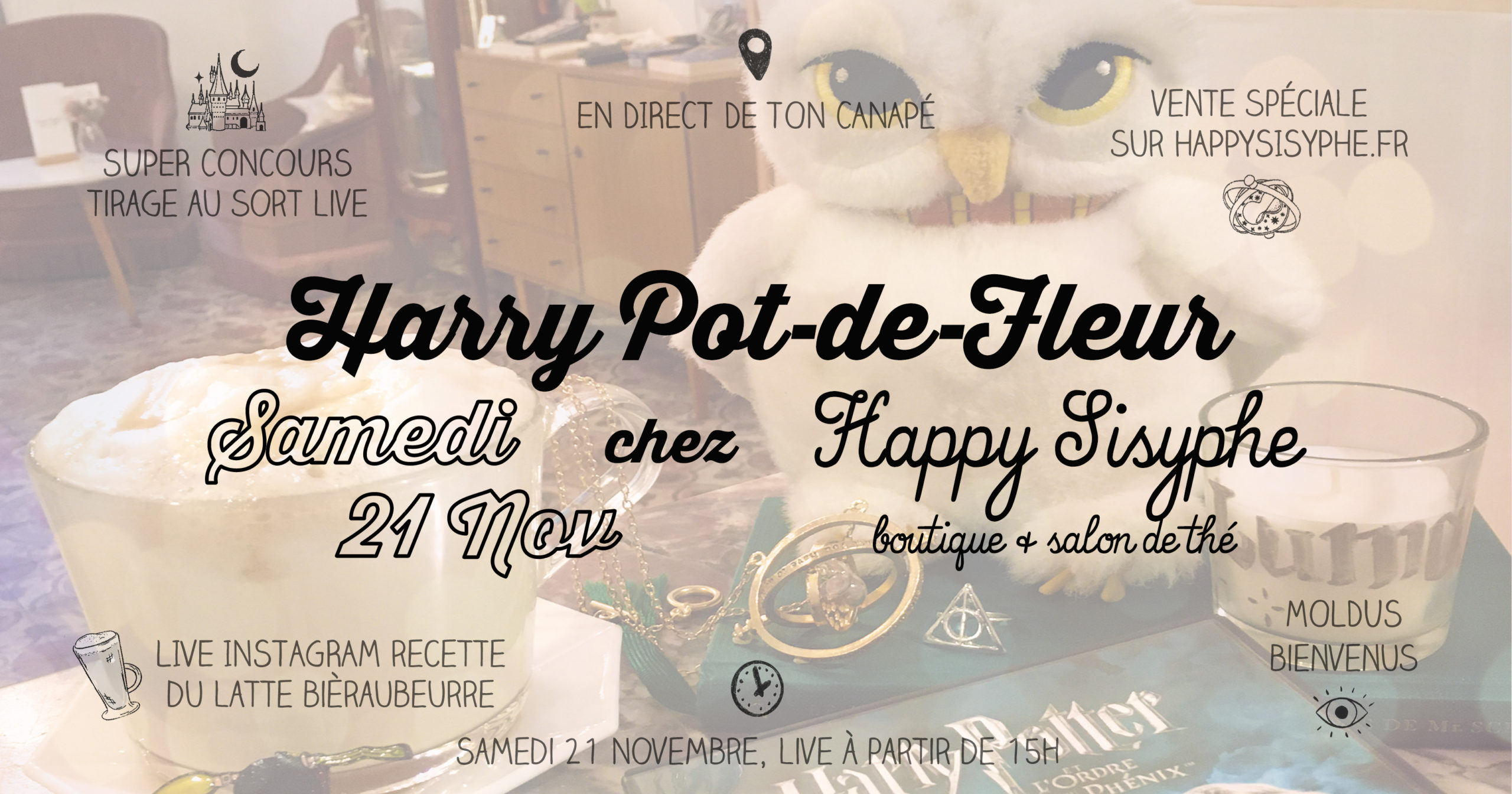 happy sisyphe lyon boutique salon de thé concept store harry potter potterhead lyonnais always reliques de la mort hermione ron poudlard la grande salle