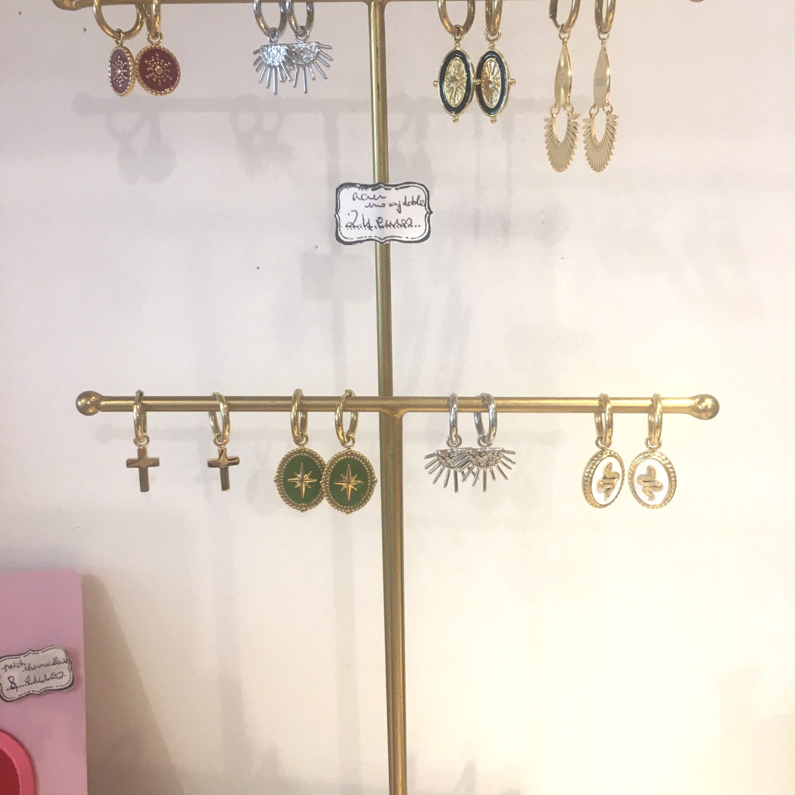 Créoles Boucles d'oreilles pendentifs changeables doré argenté Happy Sisyphe boutique Lyon