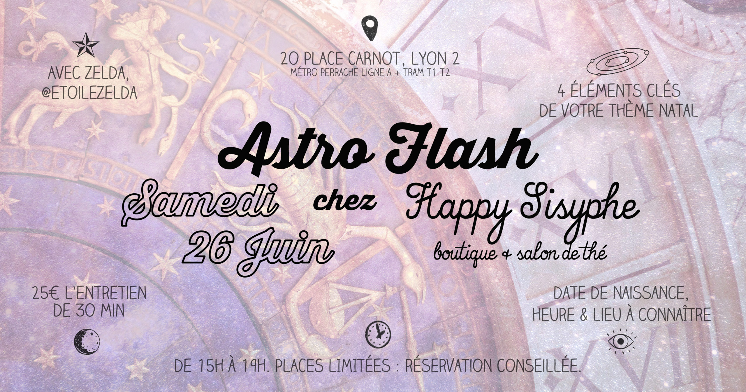 astrologie astro flash lyon happy sisyphe boutique salon de thé zelda étoile astrologue theme natal astral zodiaque sorcière sorcières magie