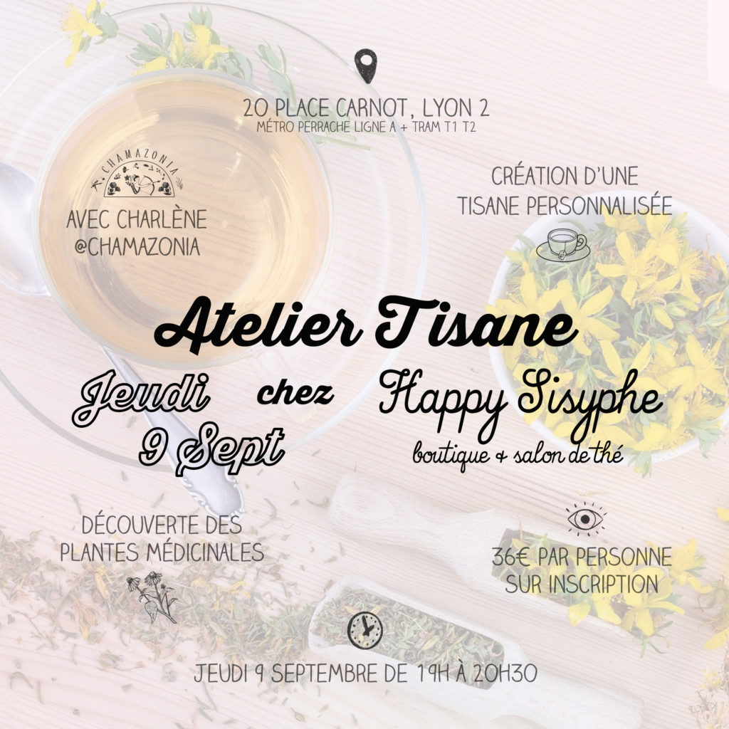 atelier lyon happy sisyphe boutique salon de thé concept store lyonnais créateur créatrice maide in france fait main vintage naturopathe tisane plante médicinale herboristerie chamazonia écoresponsable