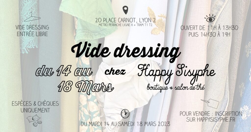 vide dressing happy sisyphe lyon lyonnaise seconde main fripes friperie brocante vintage éco responsable éthique affaires vêtements chaussures bon plan