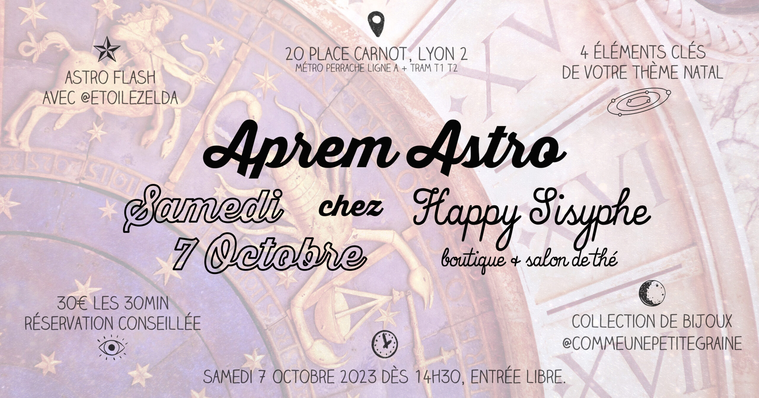 astrologie astro flash lyon happy sisyphe boutique salon de thé zelda étoile astrologue theme natal astral zodiaque sorcière sorcières magie